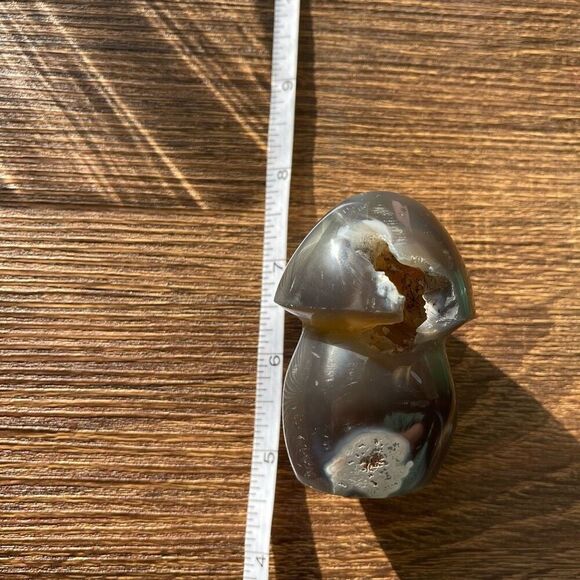 Orca agate mushroom carving crystal druzy black white - Picture 6 of 9